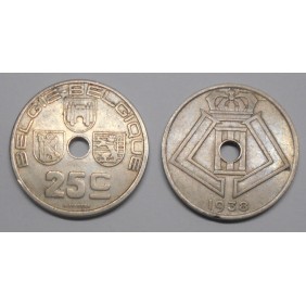 BELGIUM 25 Centimes 1938...