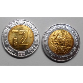MEXICO 2 Pesos 2008 Bimetallic
