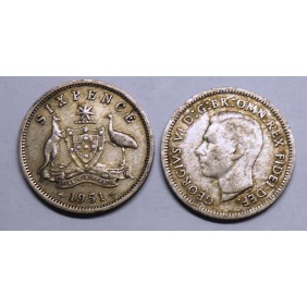 AUSTRALIA 6 Pence 1951 PL AG