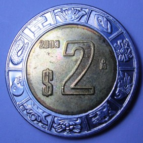 MEXICO 2 Pesos 2003 Bimetallic