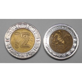 MEXICO 2 Pesos 1996 Bimetallic