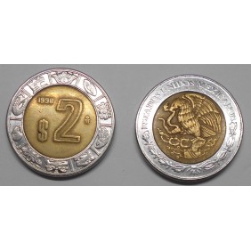 MEXICO 2 Pesos 1998 Bimetallic