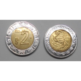 MEXICO 2 Pesos 2002 Bimetallic