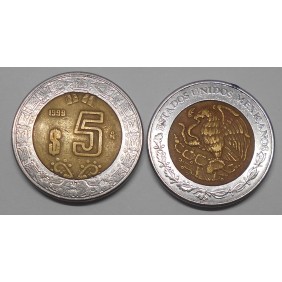 MEXICO 5 Pesos 1999 Bimetallic