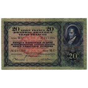 SWITZERLAND 20 Franken 1942