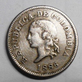 COLOMBIA 5 Centavos 1886