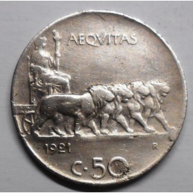 50 CENTESIMI LEONI 1921 LISCIO