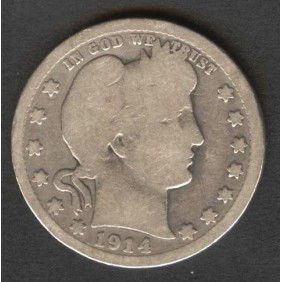 USA Barber Quarter 1914 D AG