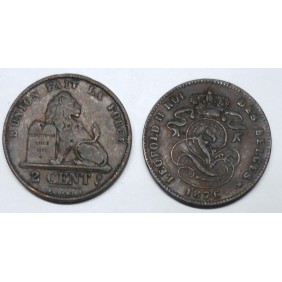 BELGIUM 2 Centimes 1876