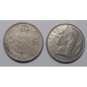 BELGIUM 5 Francs 1962 Belgie