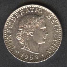 SWITZERLAND 20 Rappen 1959