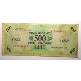 500 AM Lire BILINGUE 1943...