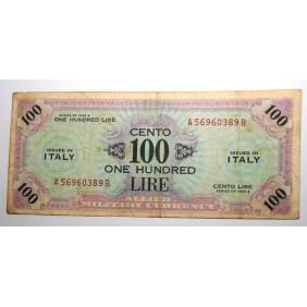 100 AM Lire BILINGUE 1943...