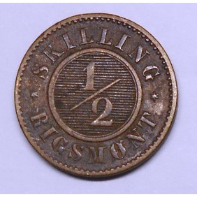 DENMARK 1/2 Skilling 1857