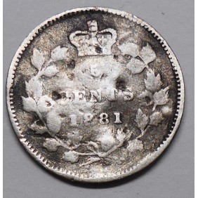 CANADA 5 Cents 1881H AG...