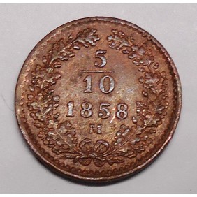 AUSTRIA 5/10 Kreuzer 1858 M