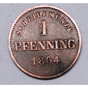 BAVARIA 1 Pfennig 1864