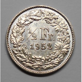 SWITZERLAND 1/2 Franc 1952 AG