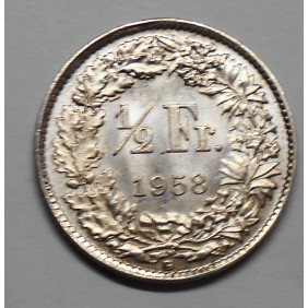 SWITZERLAND 1/2 Franc 1958 AG