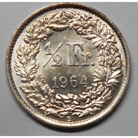 SWITZERLAND 1/2 Franc 1964 AG