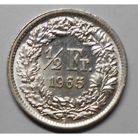 SWITZERLAND 1/2 Franc 1965 AG