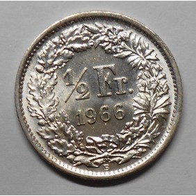 SWITZERLAND 1/2 Franc 1966 AG