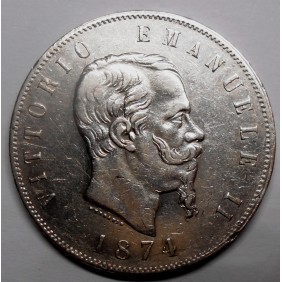 5 Lire 1874 M AG