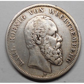 WURTTEMBERG 5 Mark 1875 F...