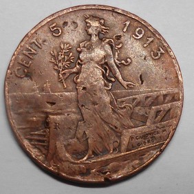5 Centesimi 1913 senza punto