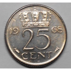 NETHERLANDS 25 Cents 1968