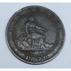 SPAIN 2 Centimos 1870