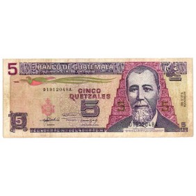 GUATEMALA 5 Quetzales 1992