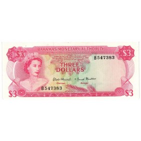 BAHAMAS 3 Dollars 1968
