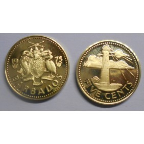 BARBADOS 5 Cents 1975 PROOF