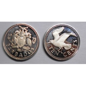 BARBADOS 10 Cents 1975 Proof