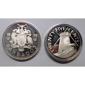 BARBADOS 25 Cents 1979 Proof