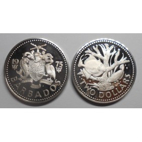BARBADOS 2 Dollars 1975...