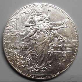 5 Lire 1911 CINQUANTENARIO AG