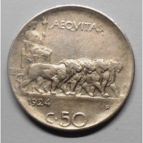 50 Centesimi LEONI 1924 RIGATO