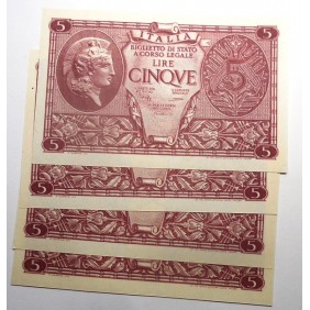 ITALIA 5 Lire 1944...