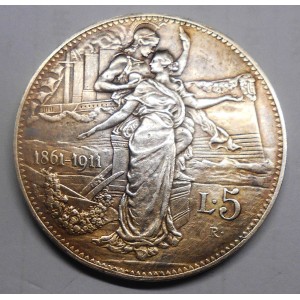 5 Lire 1911 CINQUANTENARIO AG