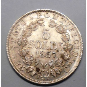 PIO IX 5 Soldi 1867 AG A.XXI