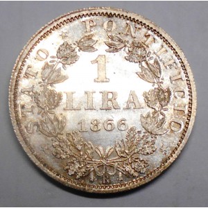 PIO IX 1 LIRA 1866 BUSTO MEDIO