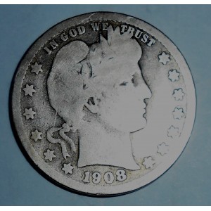 USA Barber Quarter 1908 O
