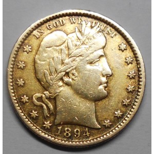 USA Barber Quarter 1894 AG