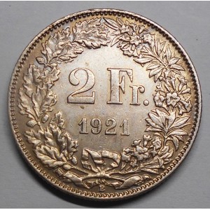 SWITZERLAND 2 Francs 1921 AG