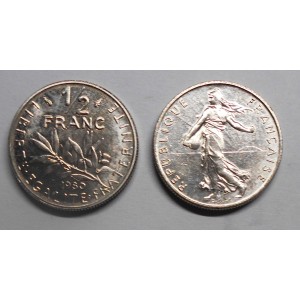 FRANCE 1/2 Franc 1980 rare