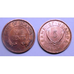 UGANDA 5 Cents 1966