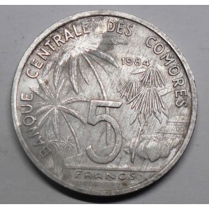 COMOROS 5 Francs 1984 World...