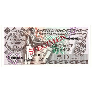 BURUNDI 50 Francs 1981...